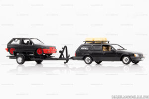 Opel Rekord E2, Caravan, Kombi mit Opel Corsa A auf Trailer